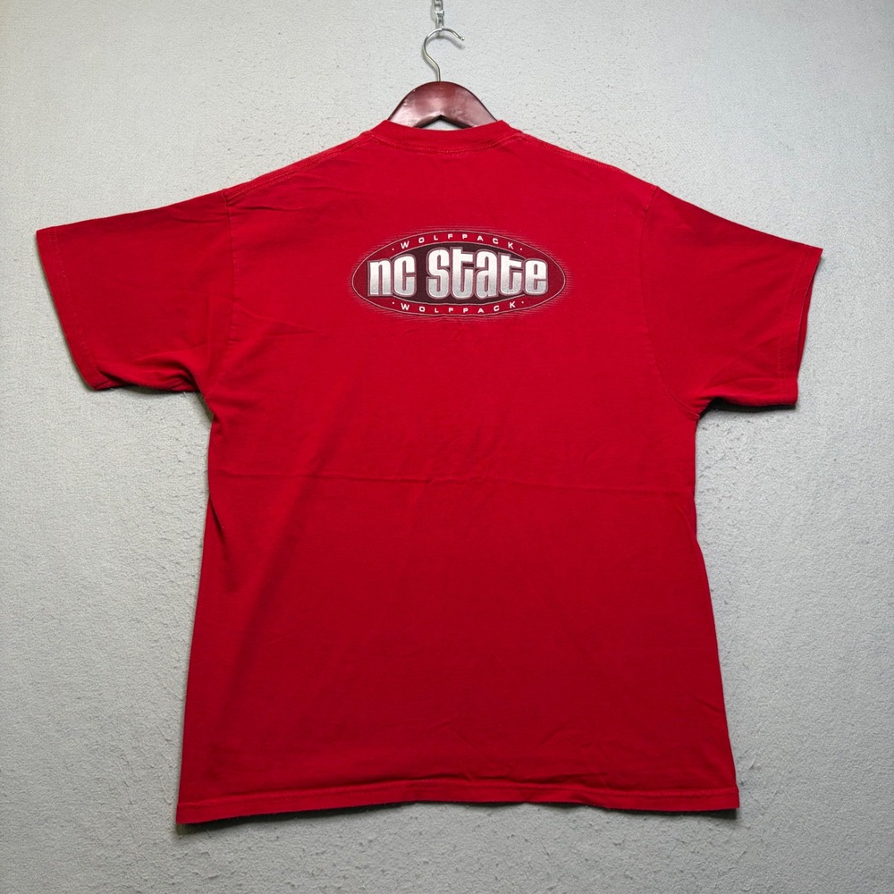 Jerzees T-Shirt Mens Large Red NC State Wolfpack Y2K Graphic Heavyweight Cotton